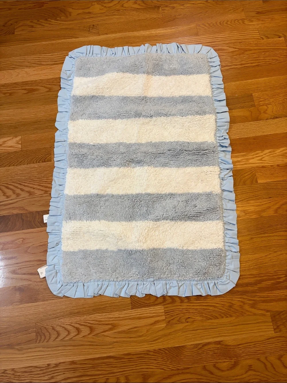 Anthropologie Ruffled Stripe Tufted Bath Mat NWT